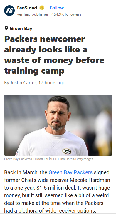 Is Hardman Worth a Roster Spot in Titletown?