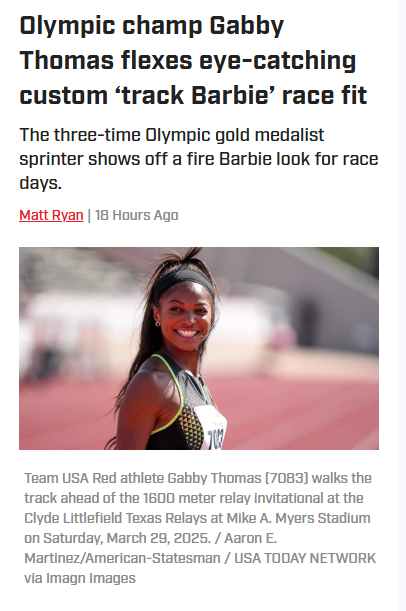 Gabby Thomas’ Track Barbie Look is Pure Fire
