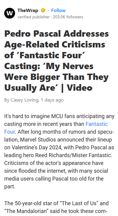 Pedro Pascal Too Old for Reed? 🤔