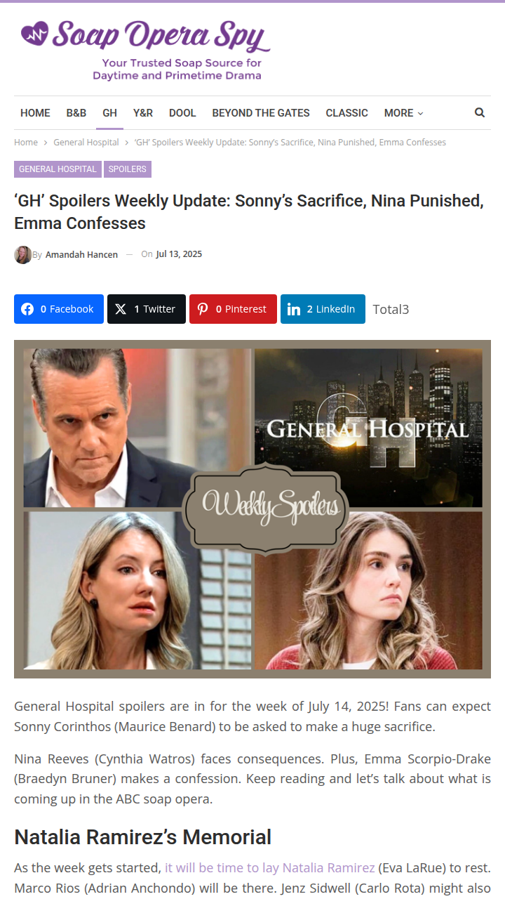 Sonny Blamed at Natalia’s Memorial? 😱