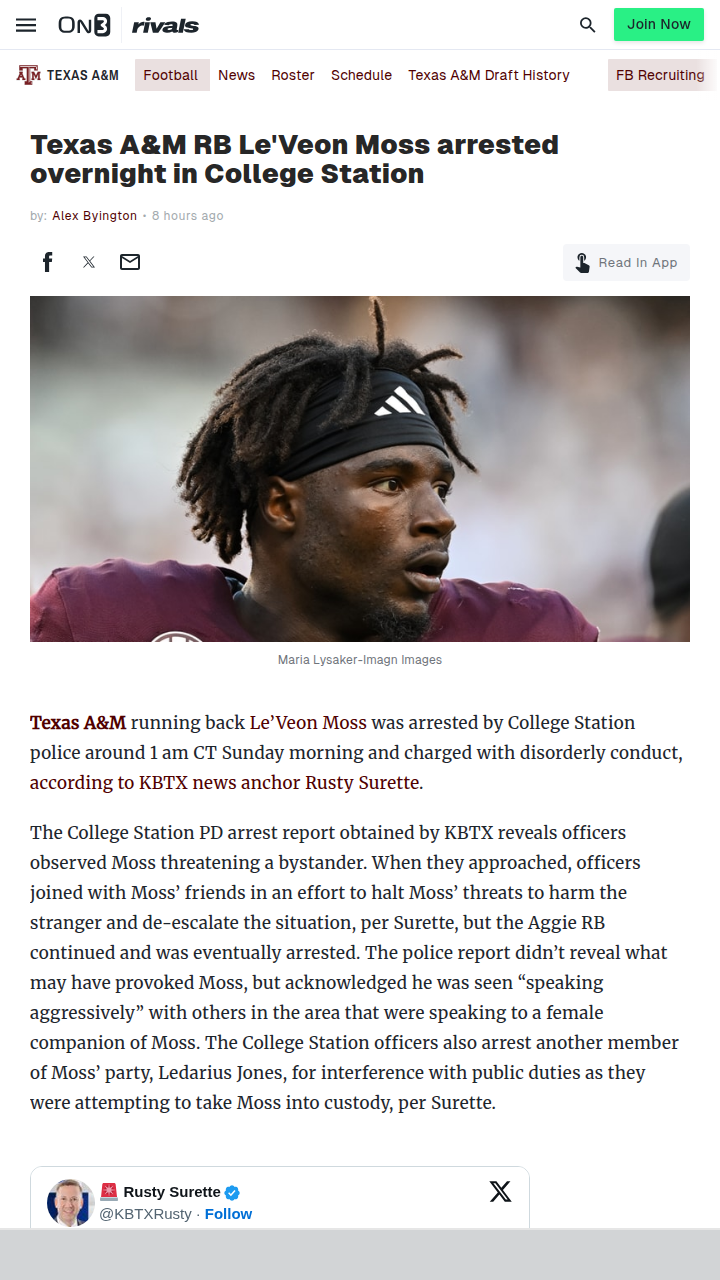 Aggies’ Star RB Moss Arrested: What’s Next?
