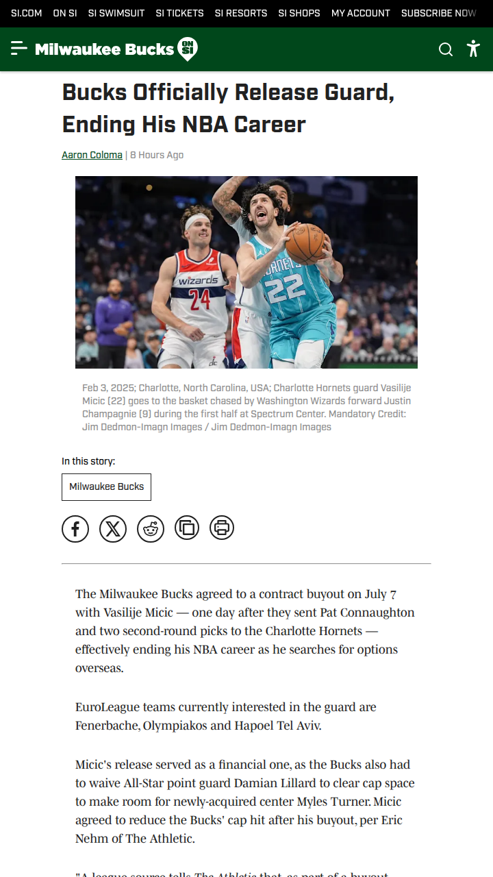 Micic’s NBA Exit: Bucks’ Big Gamble?