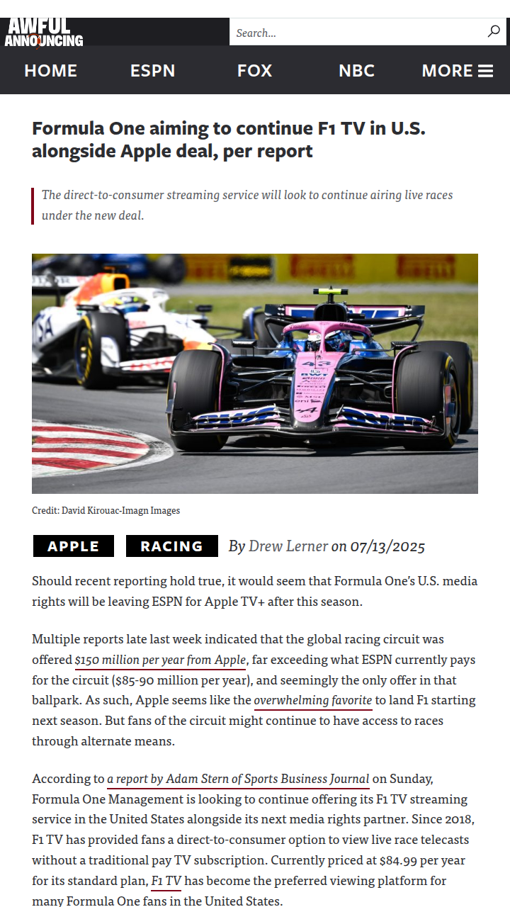 F1 TV Stays? Apple Deal Shakes Up Streaming