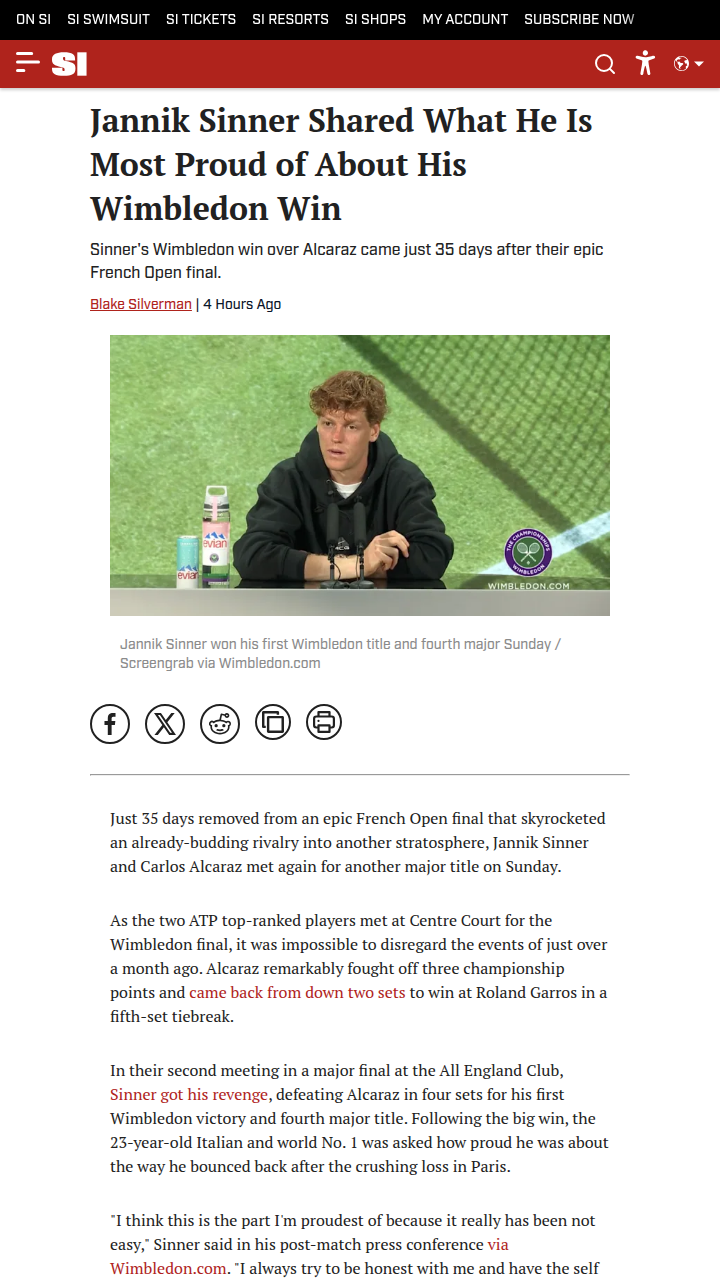 Sinner Strikes Back: Wimbledon Revenge!