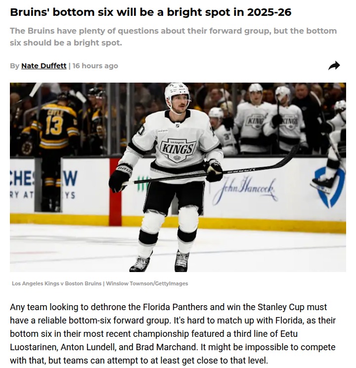 Bruins’ Bottom Six: Secret Weapon Next Year?