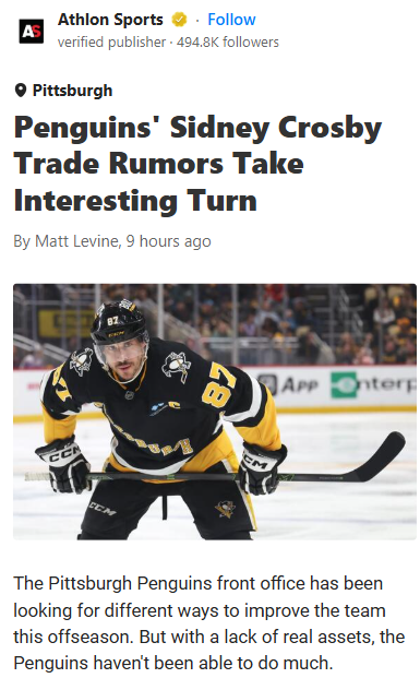 Could Sid the Kid Really Leave the Pens?