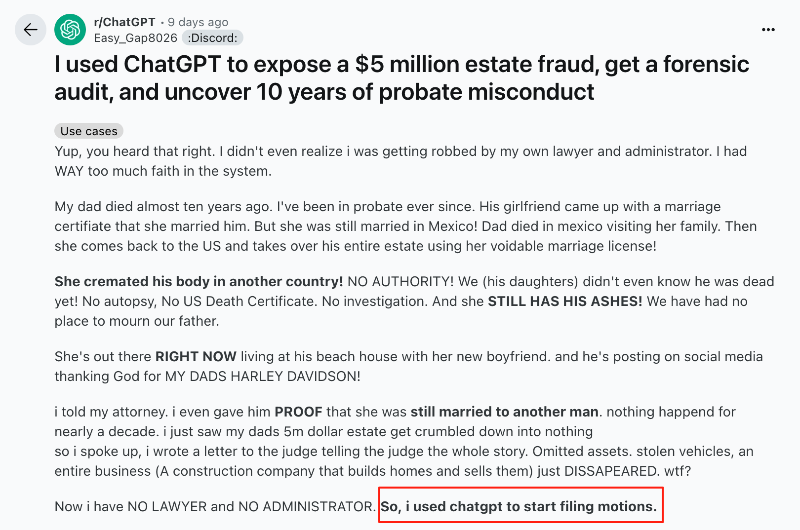 ChatGPT Helped Crack a $5M Estate Fraud Case — This Is Actually Insane