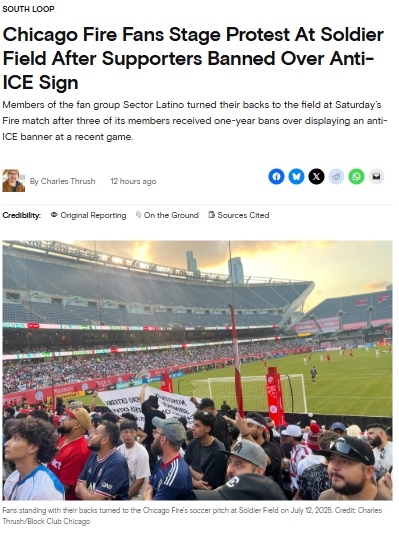 Chicago Fire Fans Turn Their Backs