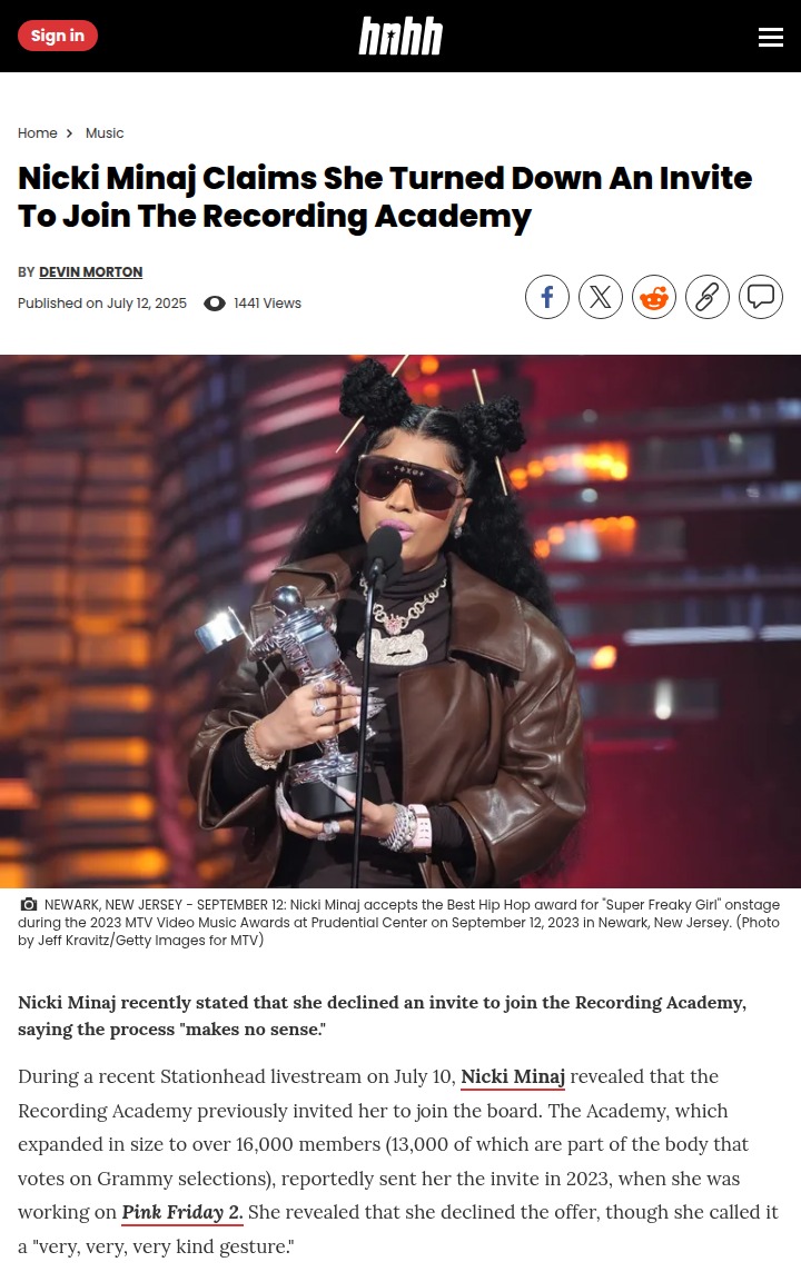 Nicki Minaj Snubs Grammy Board Again 👀