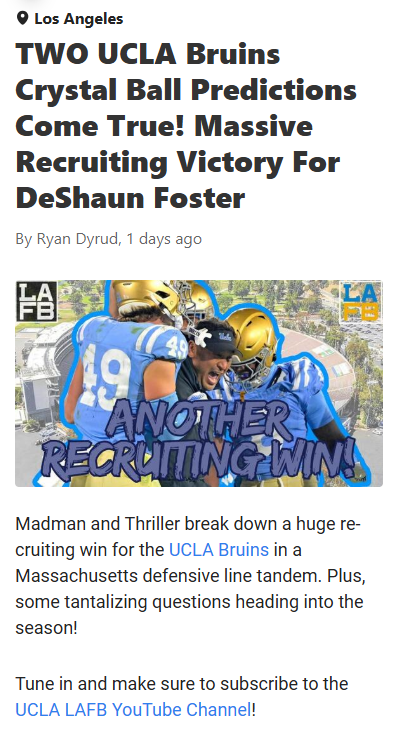 Bruins Land Bay State Beasts—Foster Delivers!