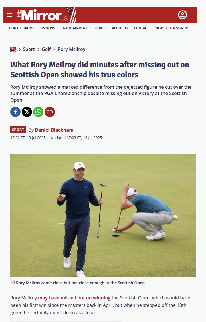 Rory’s Class Act After Scottish Open Heartbreak