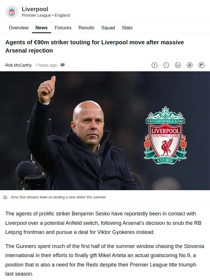 Sesko to Anfield After Arsenal Snub?