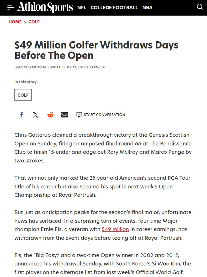 Big Easy Bows Out Before The Open