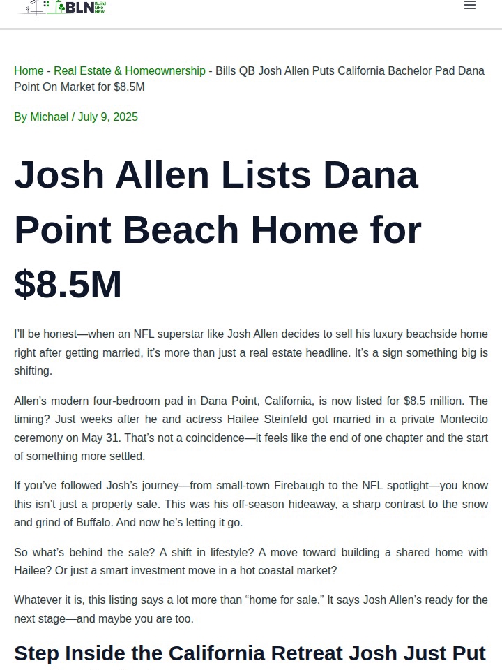 Josh Allen’s Bachelor Pad Era Ends?