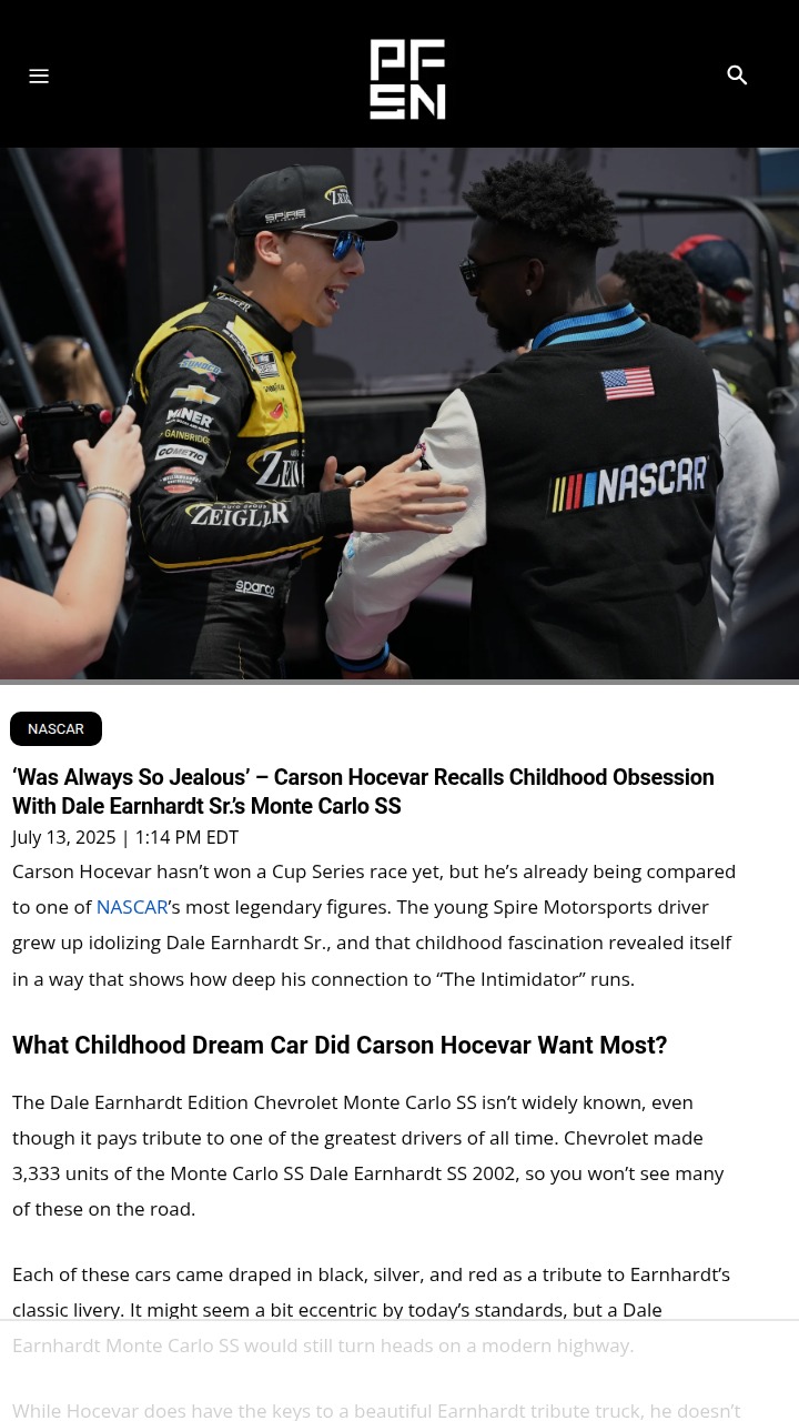 Hocevar’s Intimidator Obsession Runs Deep