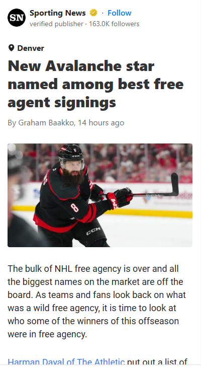 Burns Bolsters Avs’ Blue Line—Steal of Free Agency?