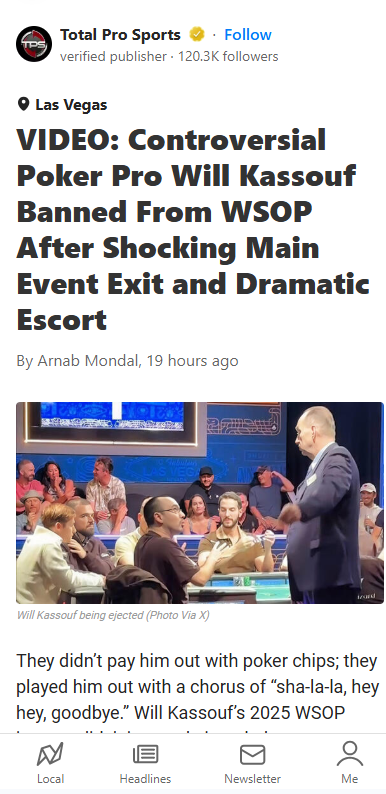 Poker Pro Kassouf Booted from WSOP!