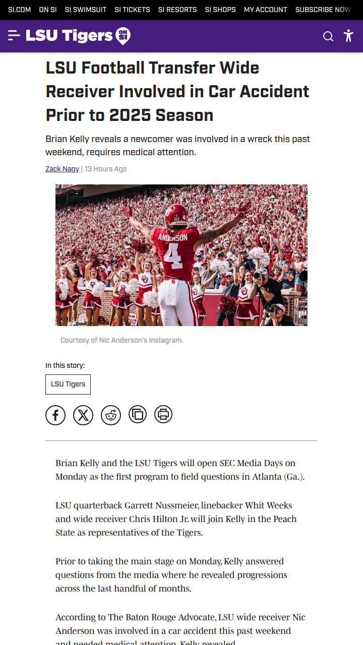 Tough Break for LSU’s New Star WR