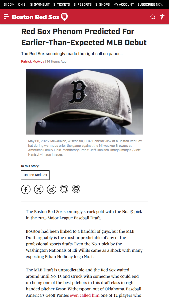 Witherspoon Fast-Tracked to Fenway?