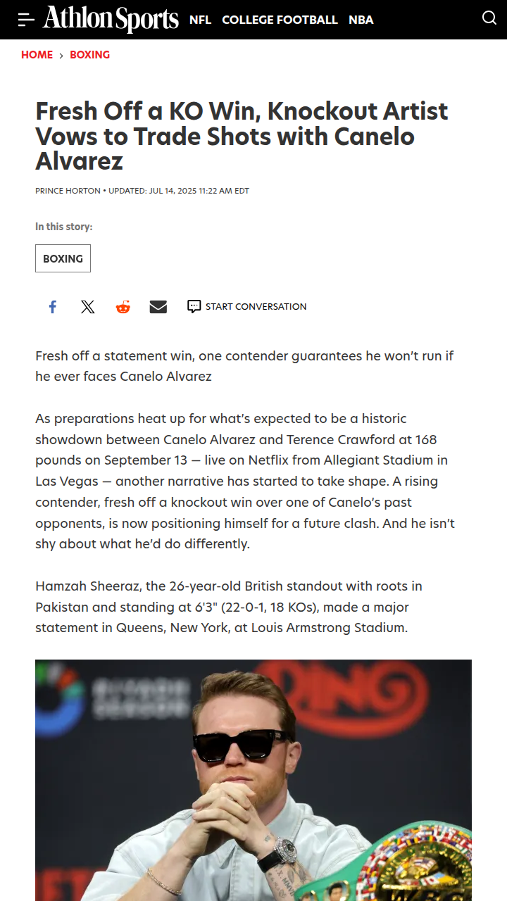 Sheeraz Calls Out Canelo: No Running Here!