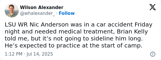 Nic Anderson Update: Good News for LSU