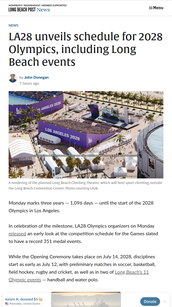 LA28 Drops Olympic Schedule: Long Beach Shines