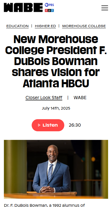 Morehouse’s New Prez Has Big Plans