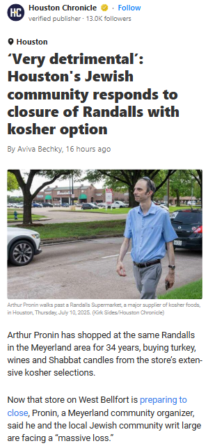 Houston’s Kosher Grocery Dilemma