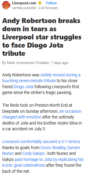 Robbo’s Tears: Jota Tribute Hits Home