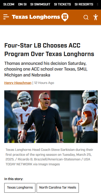 Tar Heels Snag Top LB Over Longhorns