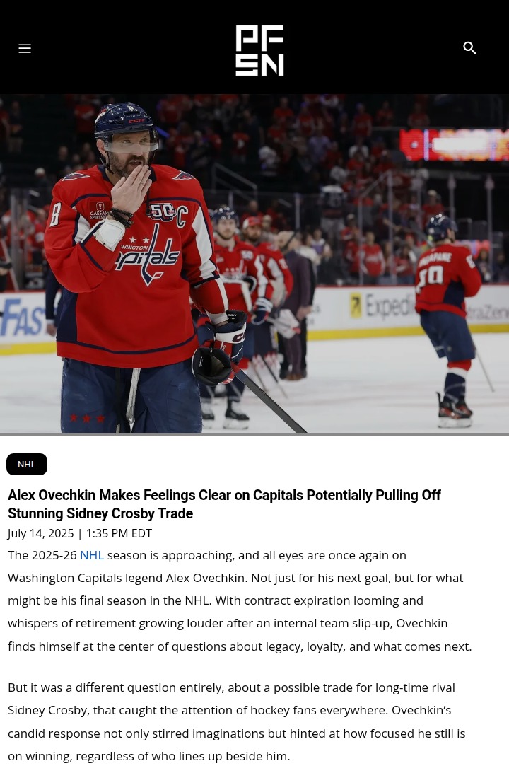 Ovi on Crosby to Caps? Here’s His Take
