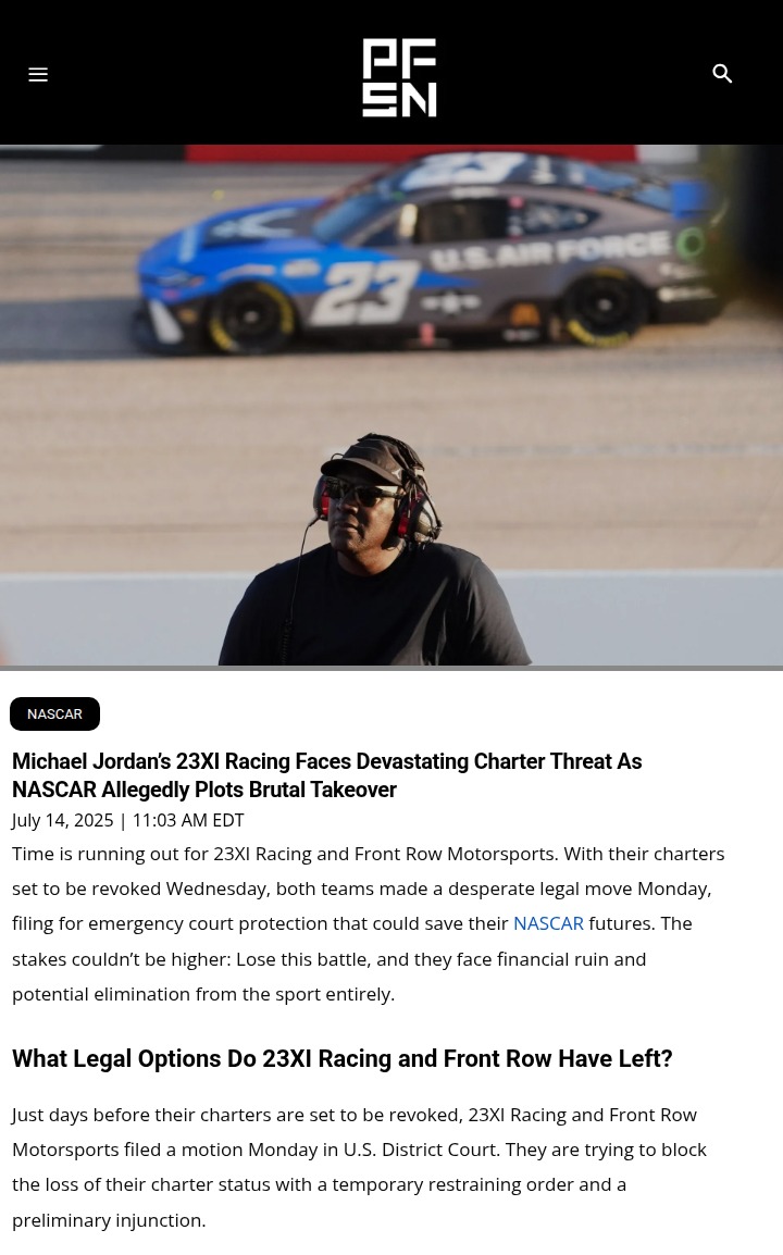 MJ’s 23XI Racing Facing NASCAR Showdown