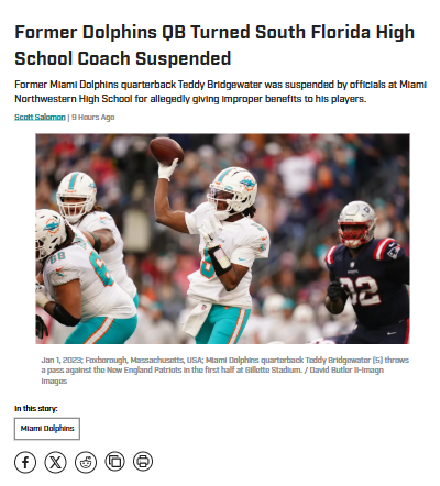 Teddy Bridgewater Suspended for Helping Kids?