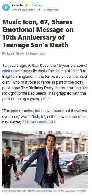 Nick Cave’s Heartbreaking Anniversary 💔