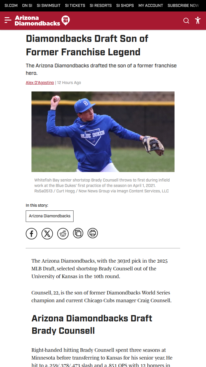 Counsell Legacy Returns to the D-backs!