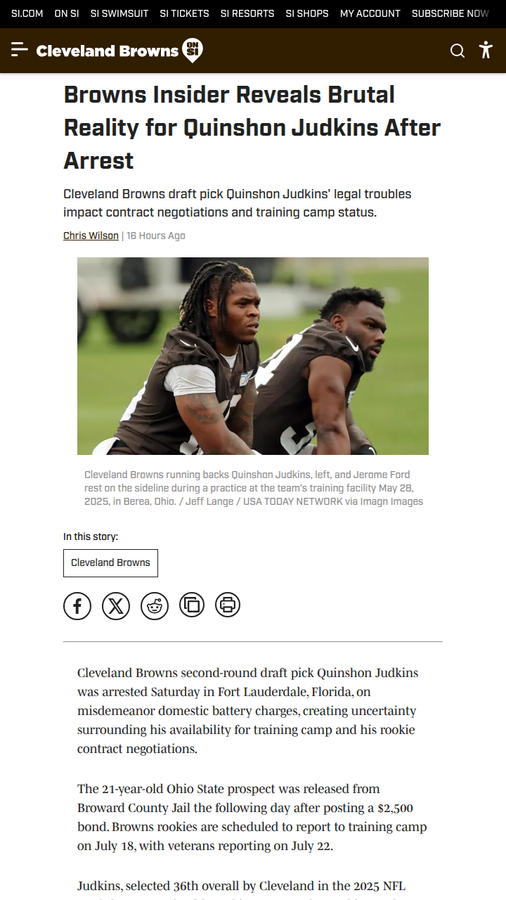 Judkins’ Arrest: Déjà Vu for Dawg Pound?