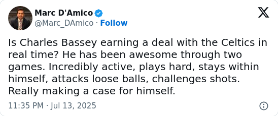 Should the C’s Lock In Bassey Now?