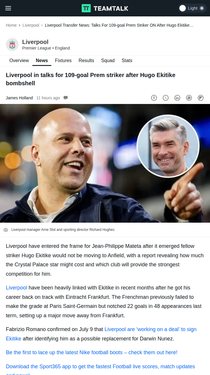 Reds Eye Palace’s Mateta After Ekitike Twist