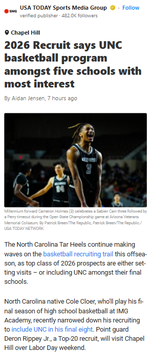 Tar Heels Eye Holmes for Wing Depth
