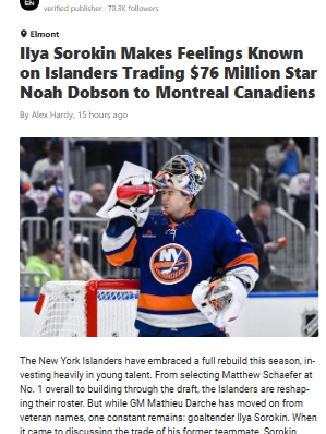 Sorokin Reacts to Dobson Trade Shock