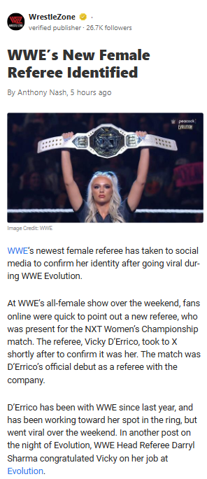 Viral Ref Alert: Vicky D’Errico’s WWE Debut