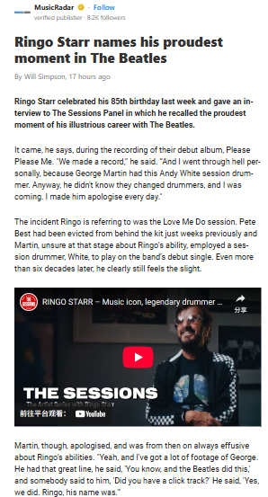 Ringo’s Love Me Do Snub Still Stings 🥁