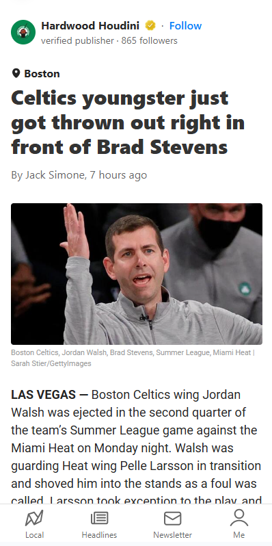 Walsh Ejected in Front of Celtics Brass