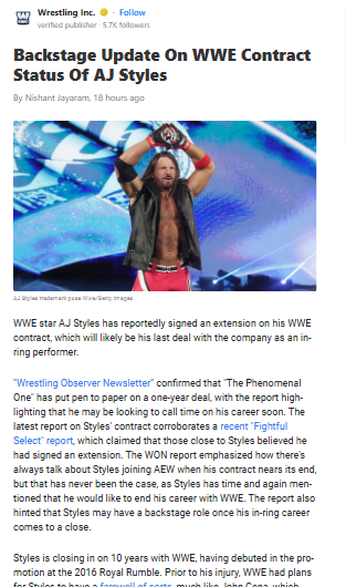 AJ Styles Signs On—Is This His Last Ride?