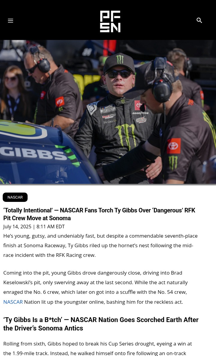 Ty Gibbs’ Sonoma Pit Drama: Reckless or Racing?