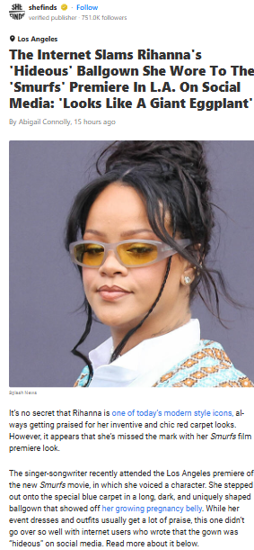 Rihanna’s Smurfs Gown Sparks Eggplant Memes 🍆