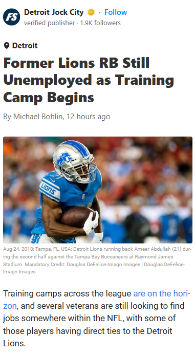 Ameer Abdullah Still Waiting for a Call