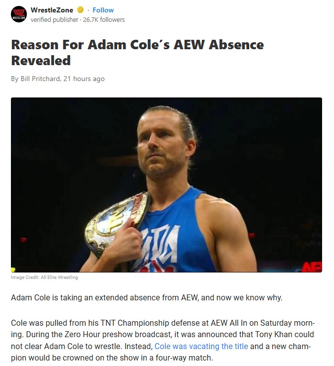 Adam Cole’s Heartfelt AEW Goodbye?
