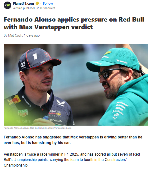 Alonso: Mad Max Outdriving Red Bull?