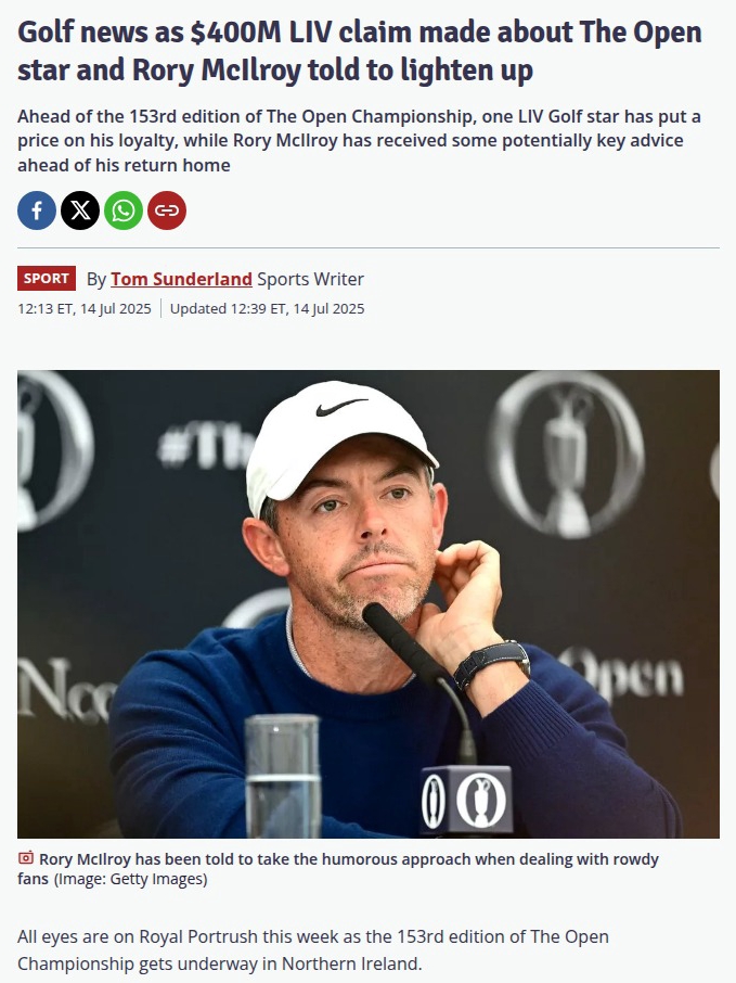 Schauffele Snubs $400M LIV Offer, Rory Urged to Chill